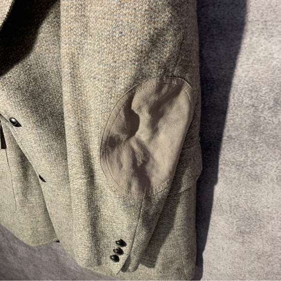 VTG Pendleton Brown Tweed Men's Sport Coat Blazer Wool Suede Patches Size 46 L - Picture 5 of 12